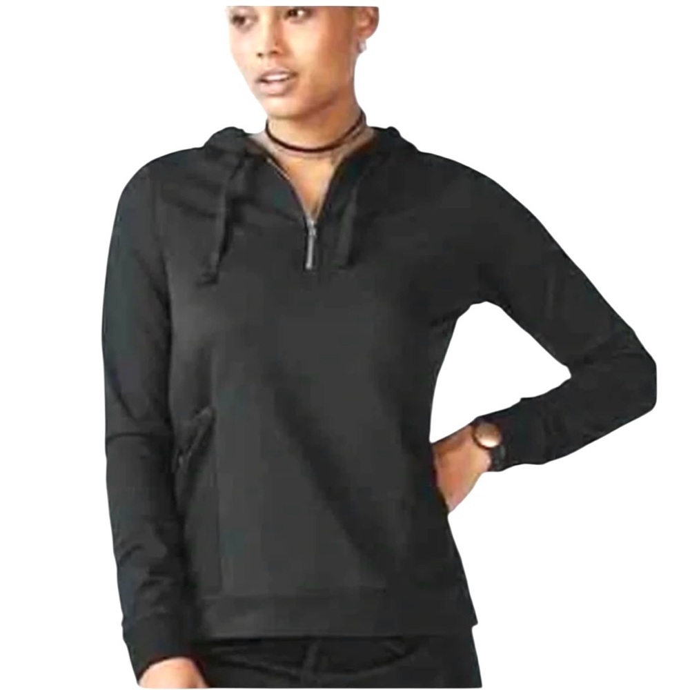 FABLETICS GIGI black 1/4 zip pullover hoodie with mesh pockets size Large